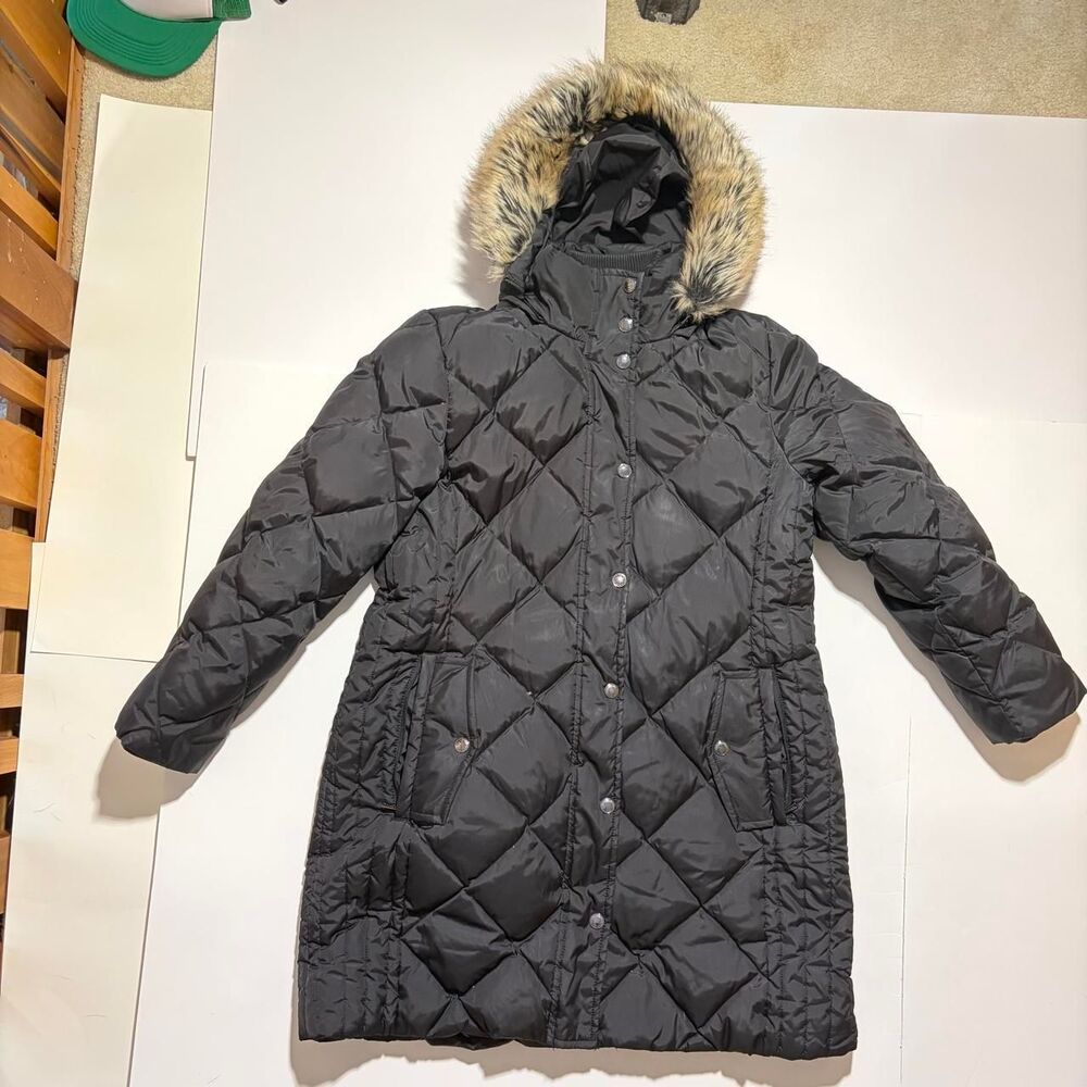 London-fog Women's Black and Grey Coat